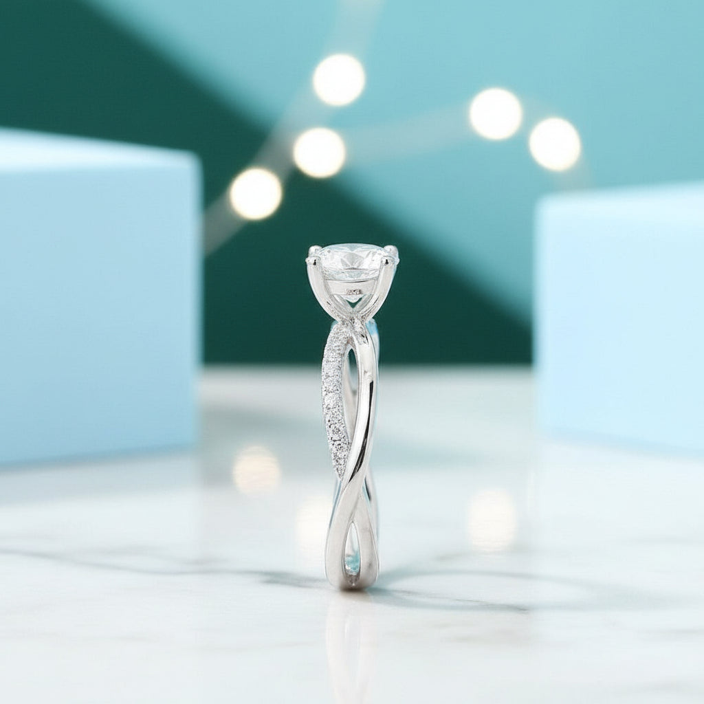 1.0ct Diamond Twist Band Engagement Ring-Evani Jewelry