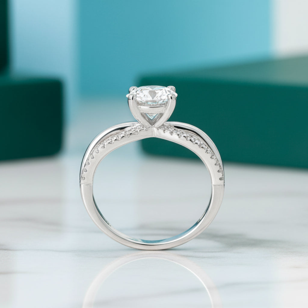 1.0ct Diamond Twist Band Engagement Ring-Evani Jewelry