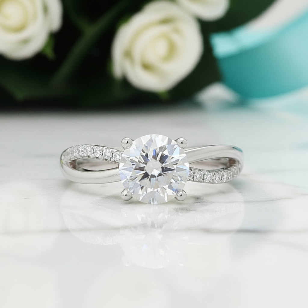 1.0ct Diamond Twist Band Engagement Ring-Evani Jewelry