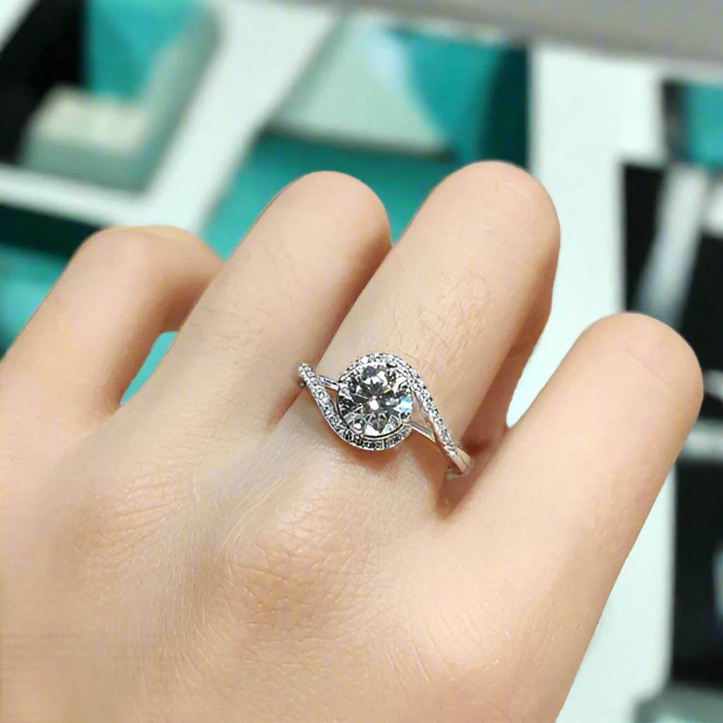 1.0ct Diamond Vortex Shaped Platinum Engagement Ring-Evani Jewelry