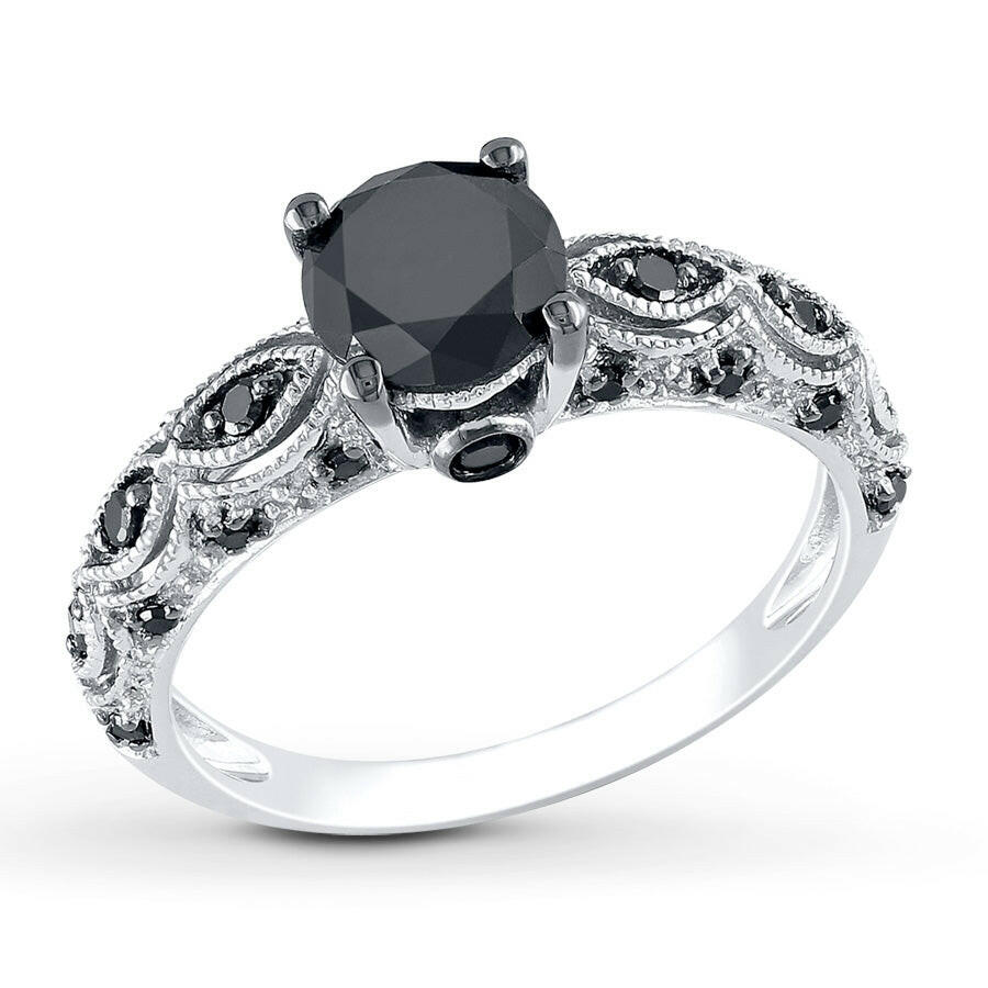 1.28 Ct Round Cut Black Diamond Engagement Ring-Evani Naomi Jewelry