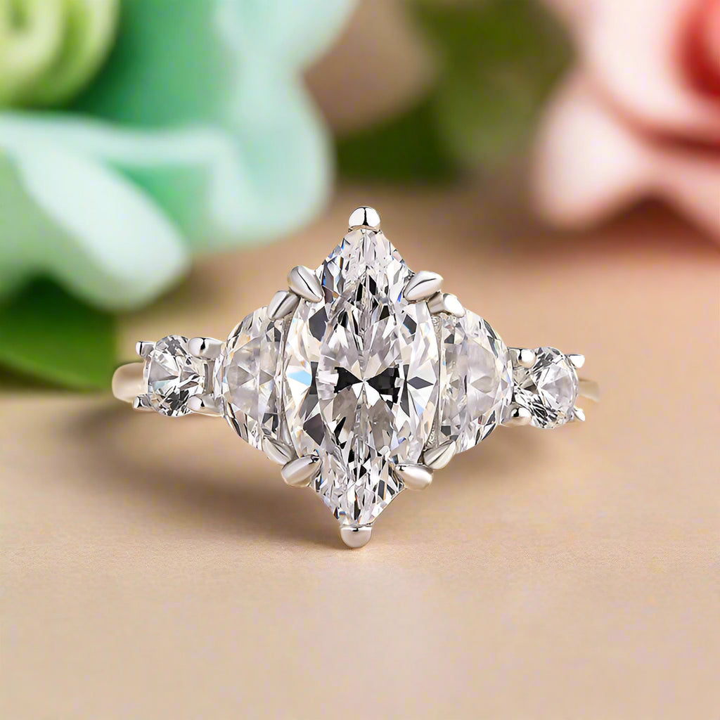 1.5 Ct Marquise Cut Insert Wedding Ring Set-Evani Naomi Jewelry