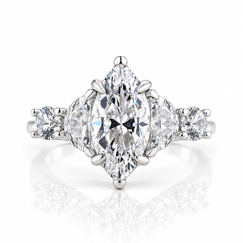 1.5 Ct Marquise Cut Diamond Insert Wedding Ring Set-Evani Jewelry