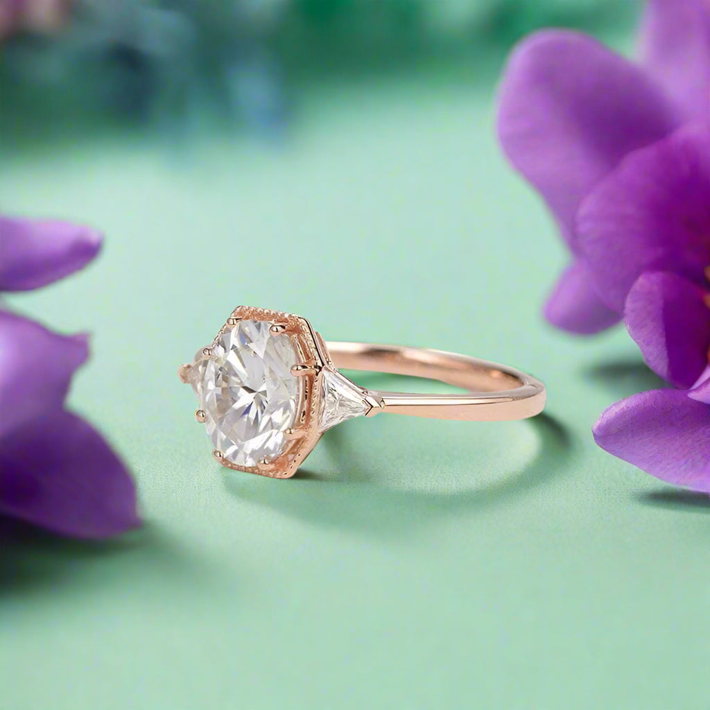 1.5 ct Oval Cut 14K Rose Gold Engagement Ring-Evani Naomi Jewelry