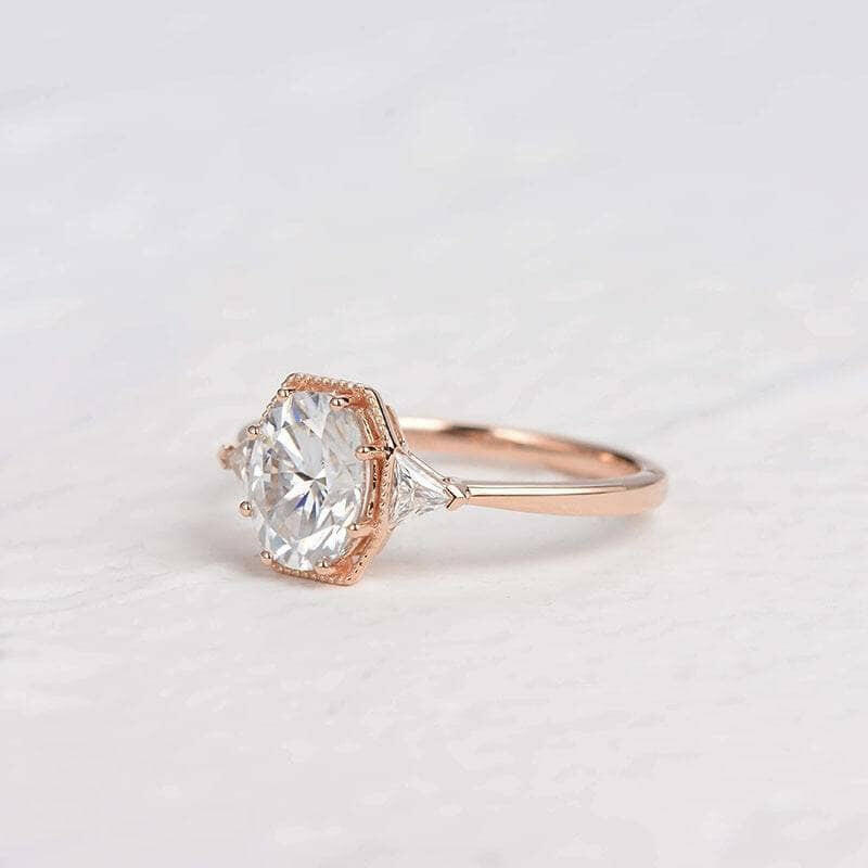 1.5 ct Oval Cut 14K Rose Gold Engagement Ring-Evani Naomi Jewelry