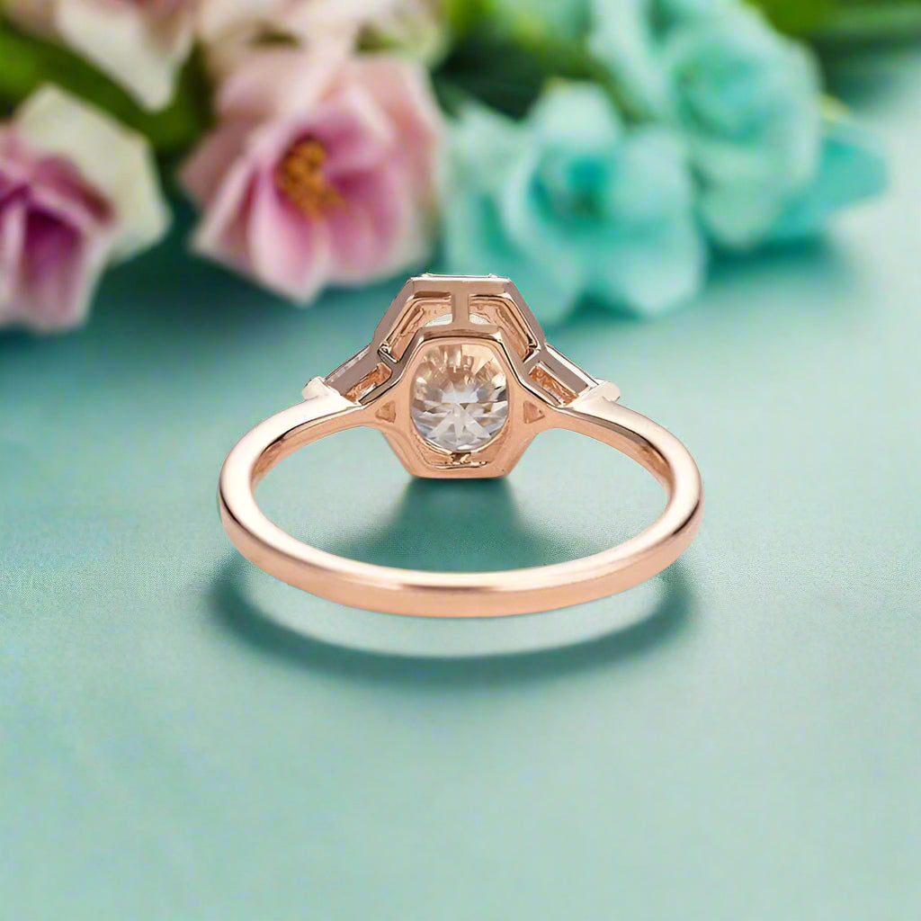 1.5 ct Oval Cut 14K Rose Gold Engagement Ring-Evani Naomi Jewelry