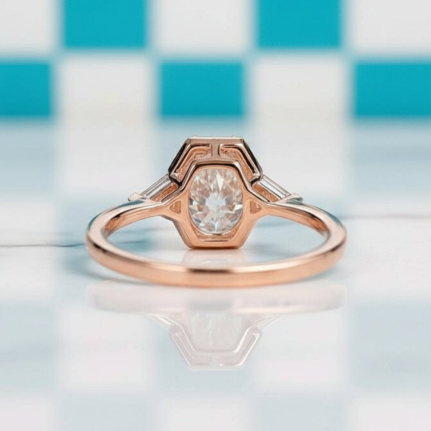 1.5 ct Oval Cut 14K Rose Gold Diamond Engagement Ring-Evani Jewelry