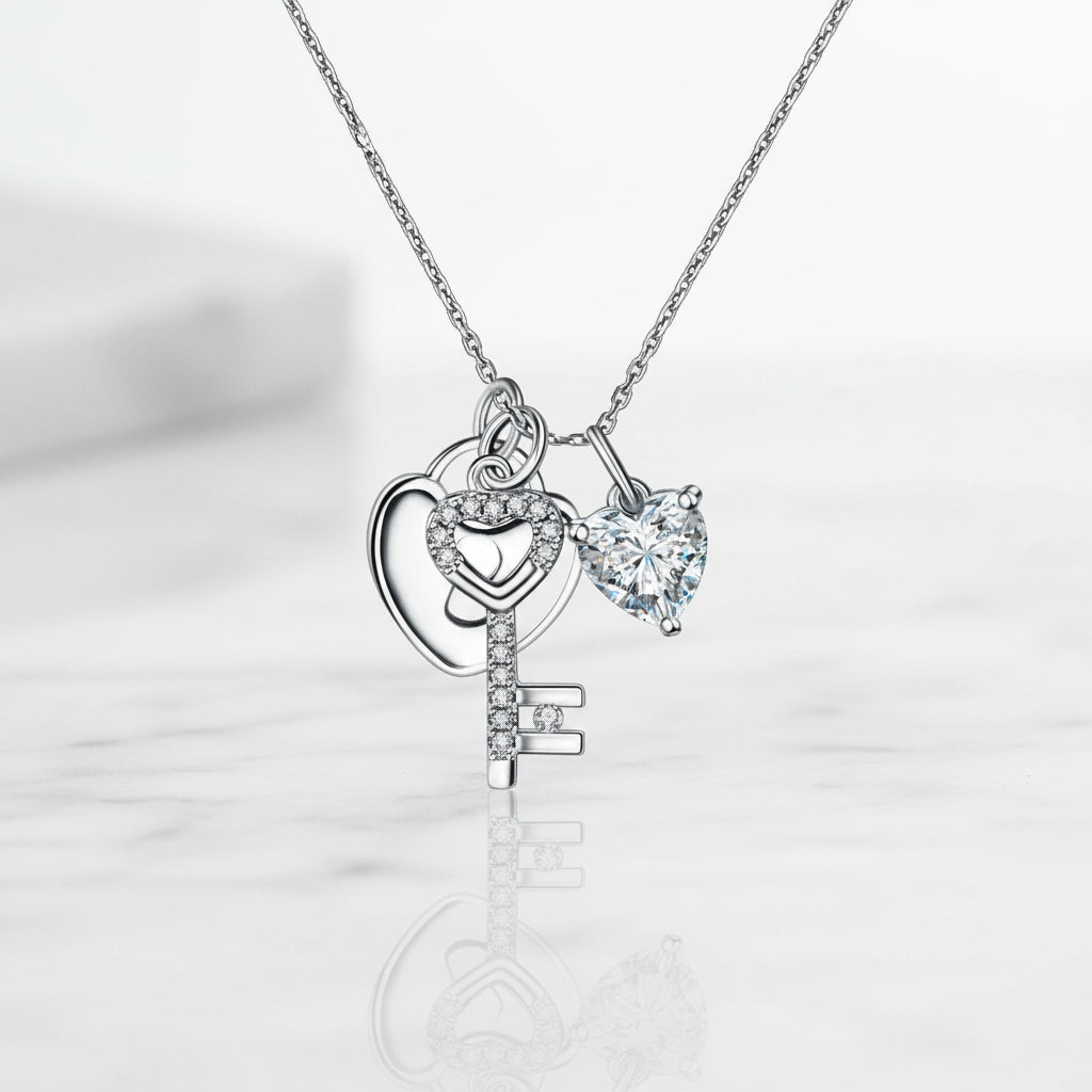 1.50 ct Diamond Lock Key Pendant Necklace-Evani Jewelry