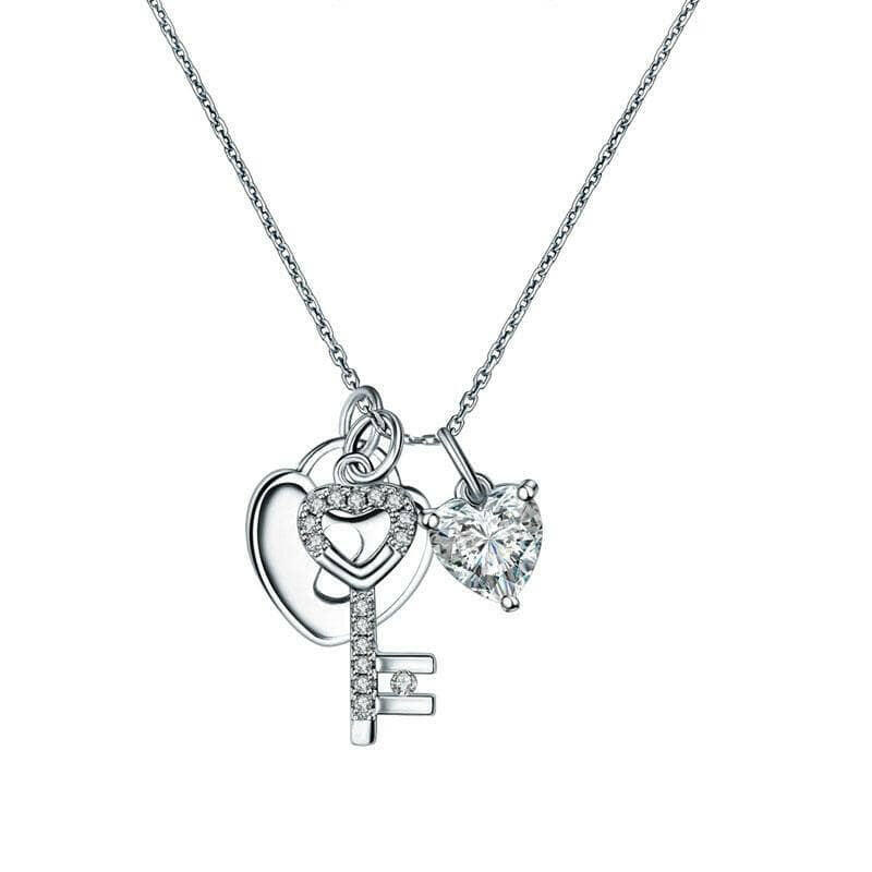 1.50 ct Diamond Lock Key Pendant Necklace-Evani Naomi Jewelry