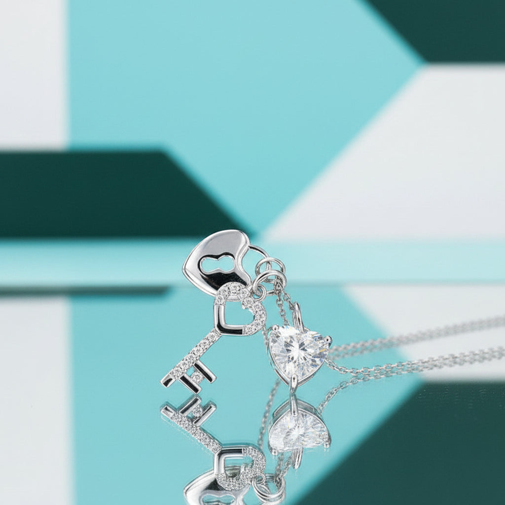 1.50 ct Diamond Lock Key Pendant Necklace-Evani Jewelry