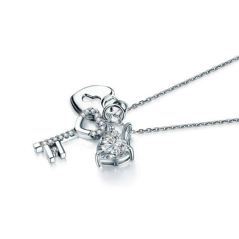 1.50 ct Diamond Lock Key Pendant Necklace-Evani Naomi Jewelry