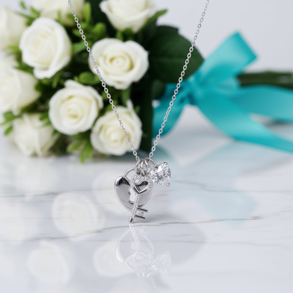 1.50 ct Diamond Lock Key Pendant Necklace-Evani Jewelry