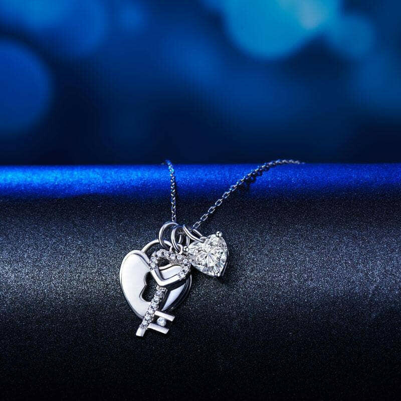 1.50 ct Diamond Lock Key Pendant Necklace-Evani Naomi Jewelry