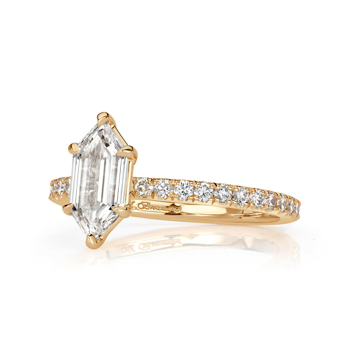 1.50 ct Hexagon Cut Diamond 14k Yellow Gold Engagement Ring-Evani Naomi Jewelry
