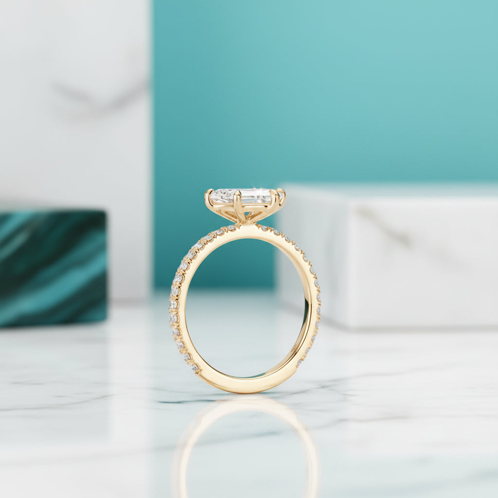 1.50 ct Hexagon Cut Diamond 14k Yellow Gold Engagement Ring-Evani Jewelry