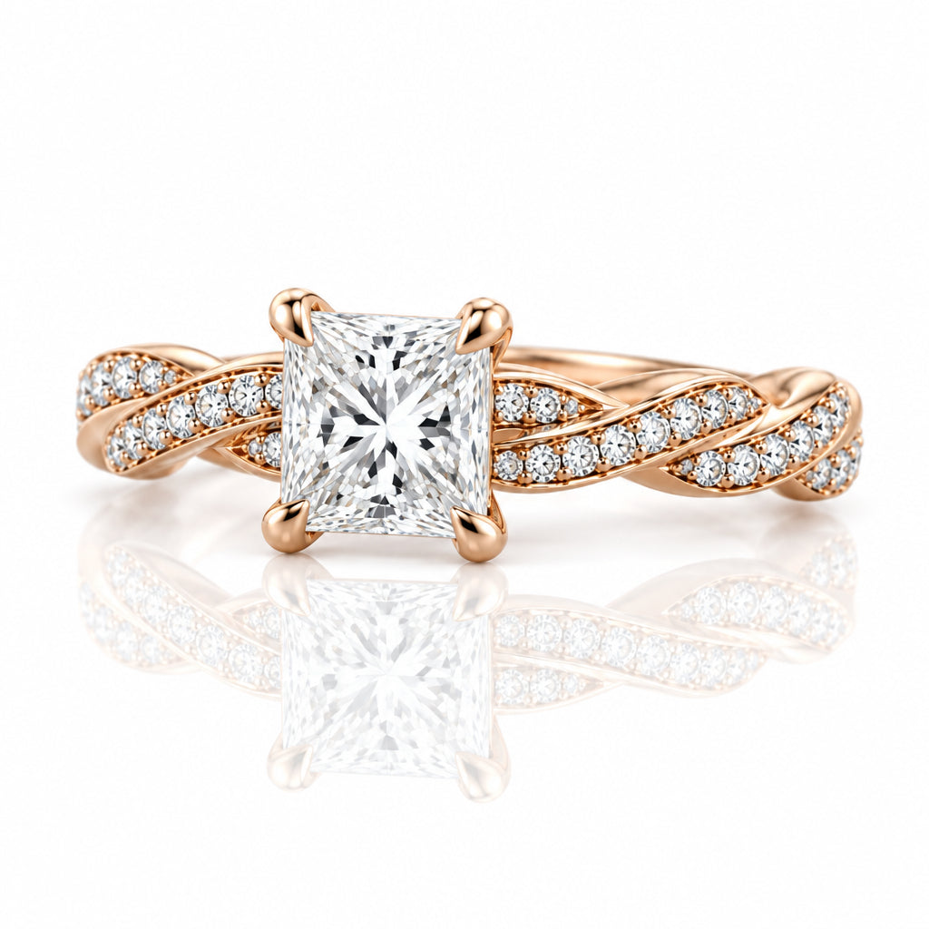 1.50 ct Princess Cut Alexandrite Twist Engagement Ring-Evani Jewelry