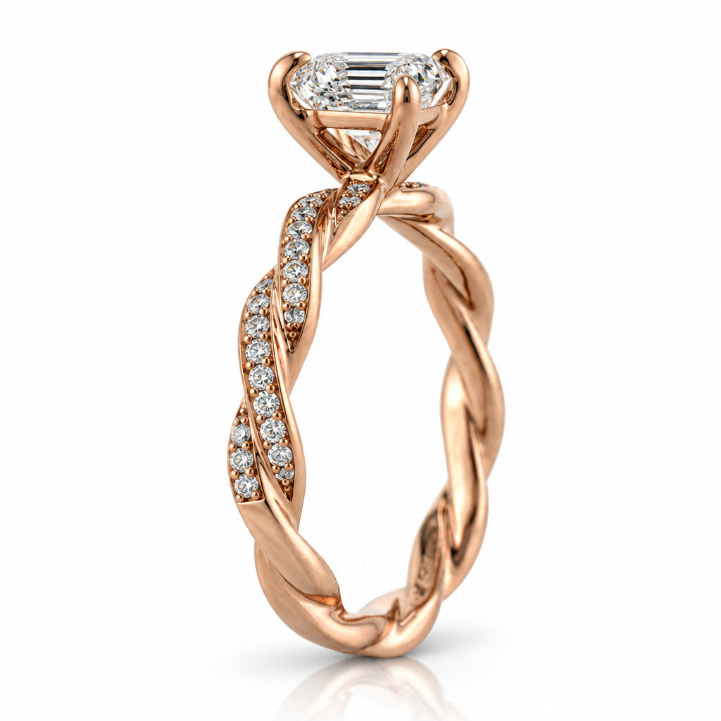 1.50 ct Princess Cut Alexandrite Twist Engagement Ring-Evani Jewelry