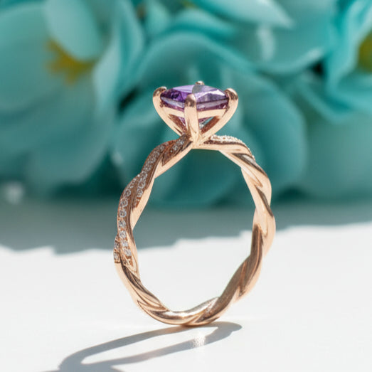 1.50 ct Princess Cut Diamond Twist Engagement Ring-Evani Naomi Jewelry