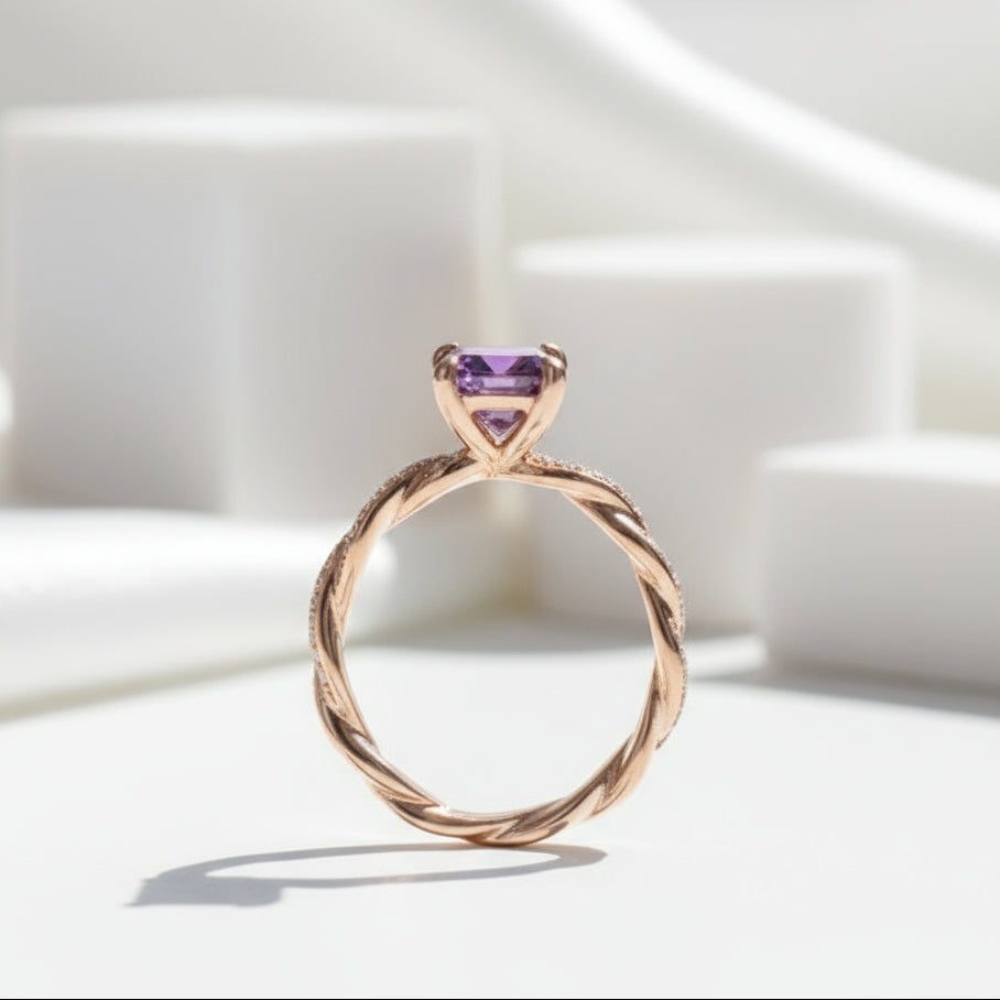 1.50 ct Princess Cut Diamond Twist Engagement Ring-Evani Naomi Jewelry