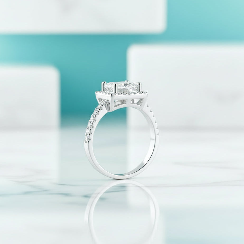 1.50 ct Princess-cut Diamond Halo Engagement Ring-Evani Jewelry