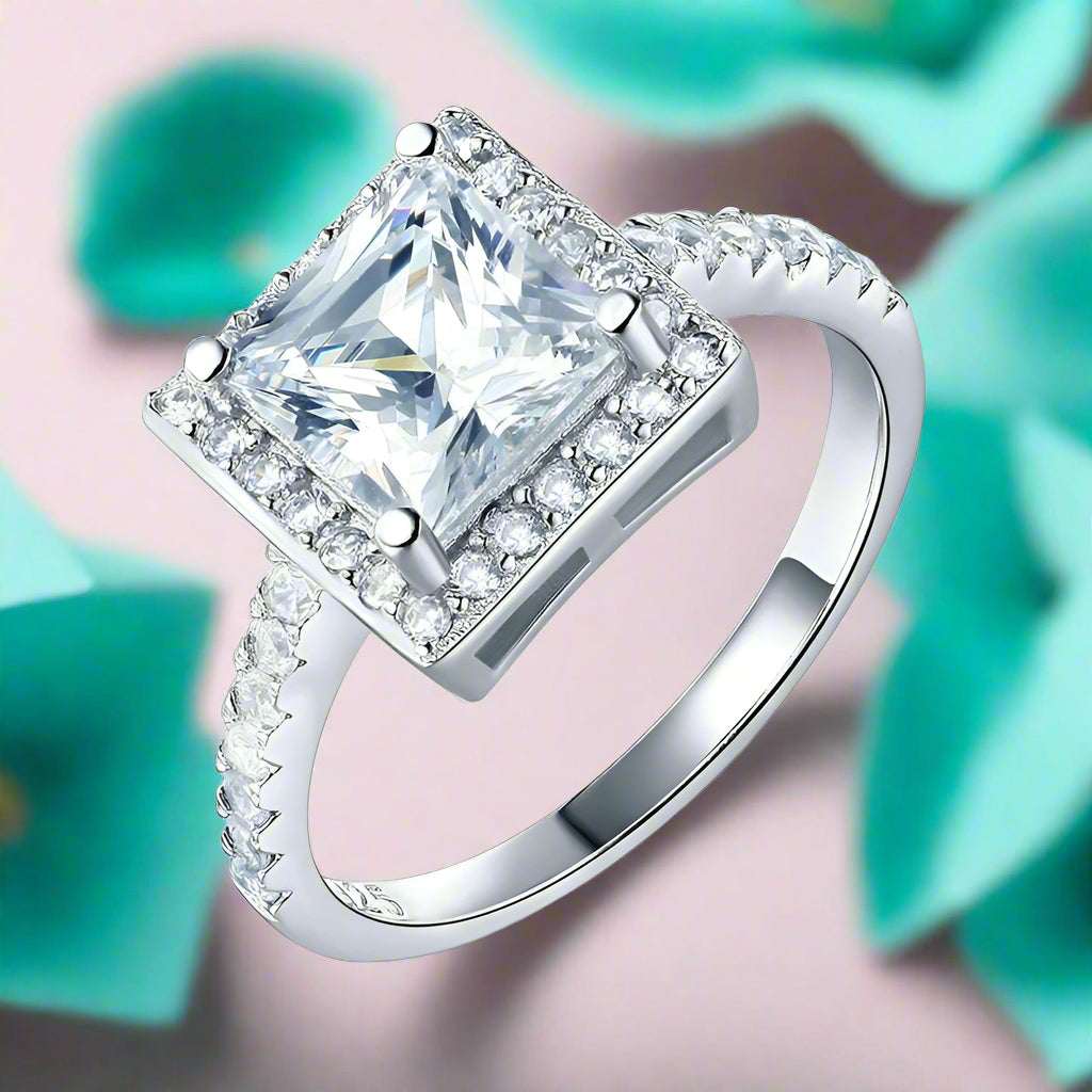1.50 ct Princess-cut Diamond Halo Engagement Ring-Evani Naomi Jewelry