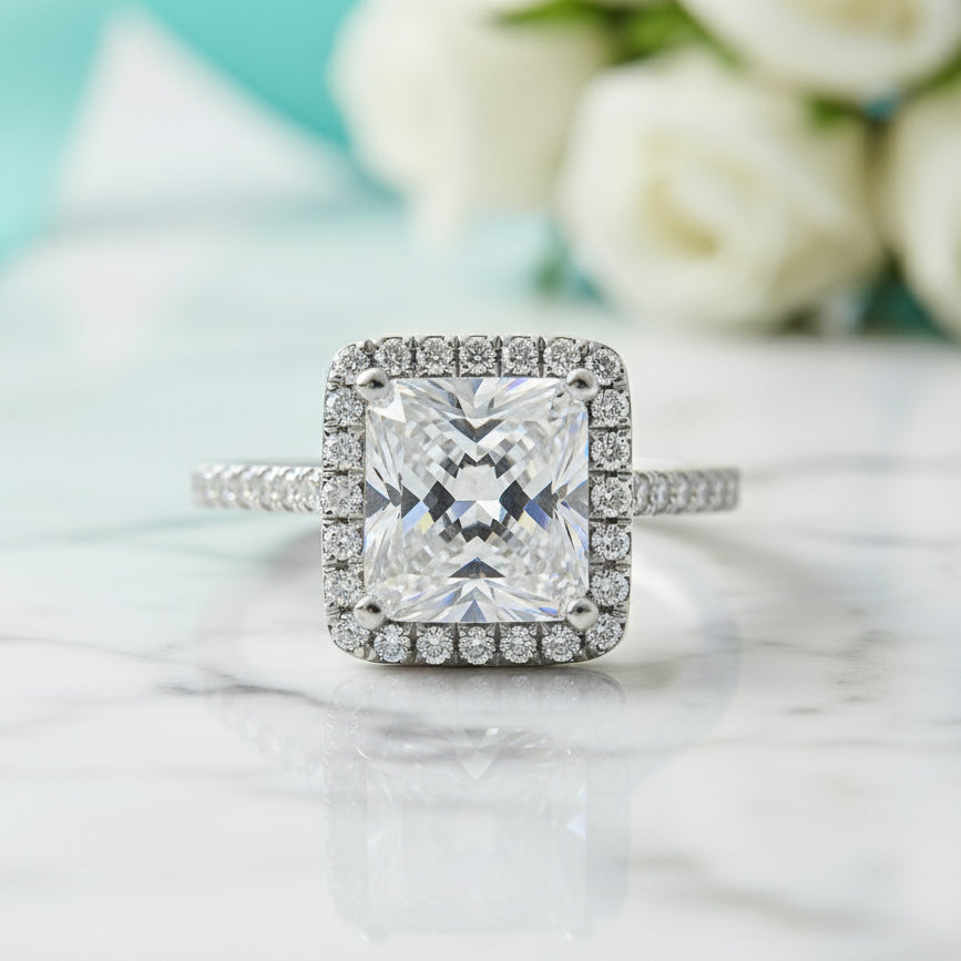1.50 ct Princess-cut Diamond Halo Engagement Ring-Evani Jewelry