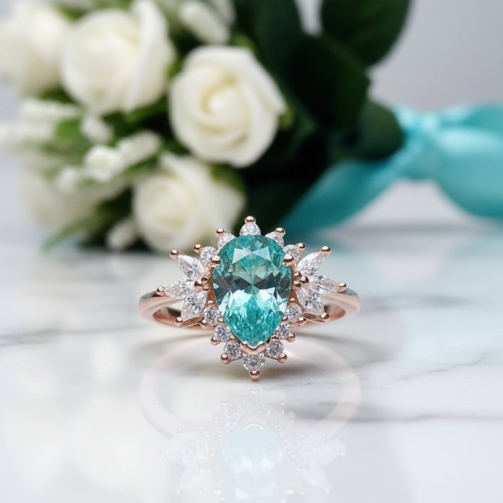 1.5ct Green Pear Cut Diamond Ring-Evani Jewelry