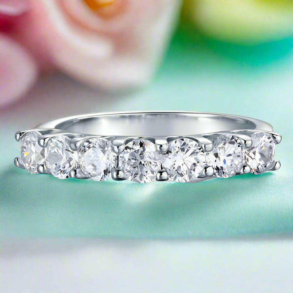 1.75 ct Seven Pieces Round Diamond Wedding Band-Evani Naomi Jewelry