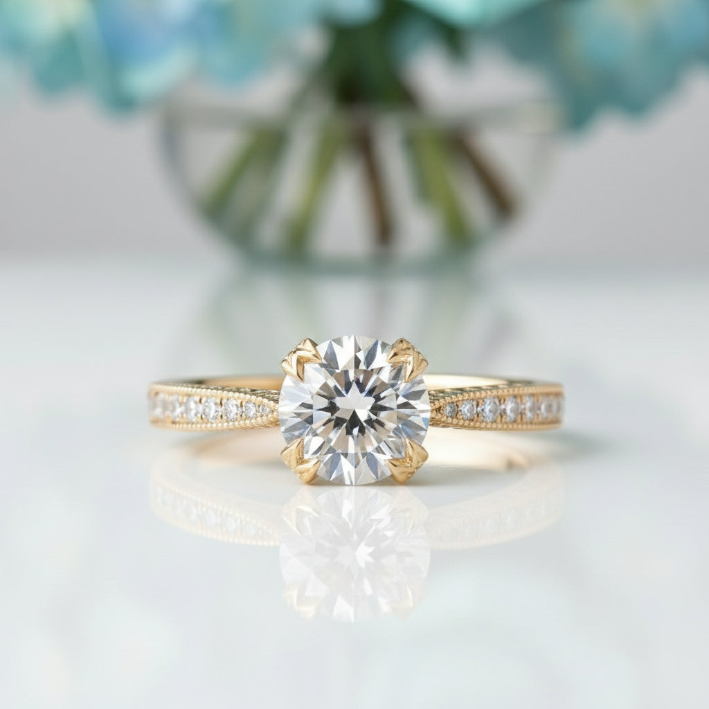 1.90 Ct Round Brilliant Cut Diamond 14k Yellow Gold Engagement Ring-Evani Naomi Jewelry
