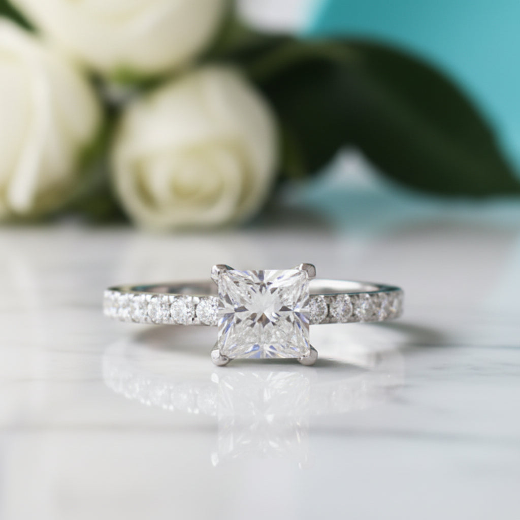1ct 5.5mm Princess Cut Diamond Engagement Ring-Evani Jewelry