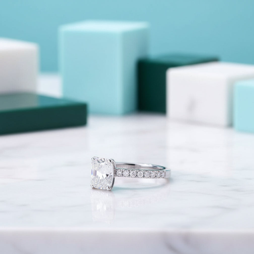 1ct Cushion Cut 14K Diamond Engagement Ring-Evani Jewelry