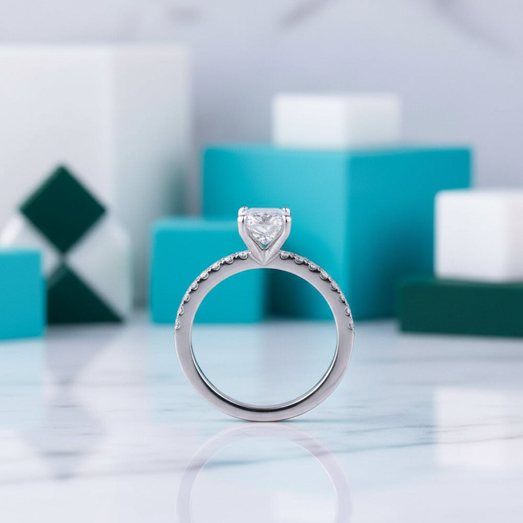 1ct Cushion Cut 14K Diamond Engagement Ring-Evani Jewelry