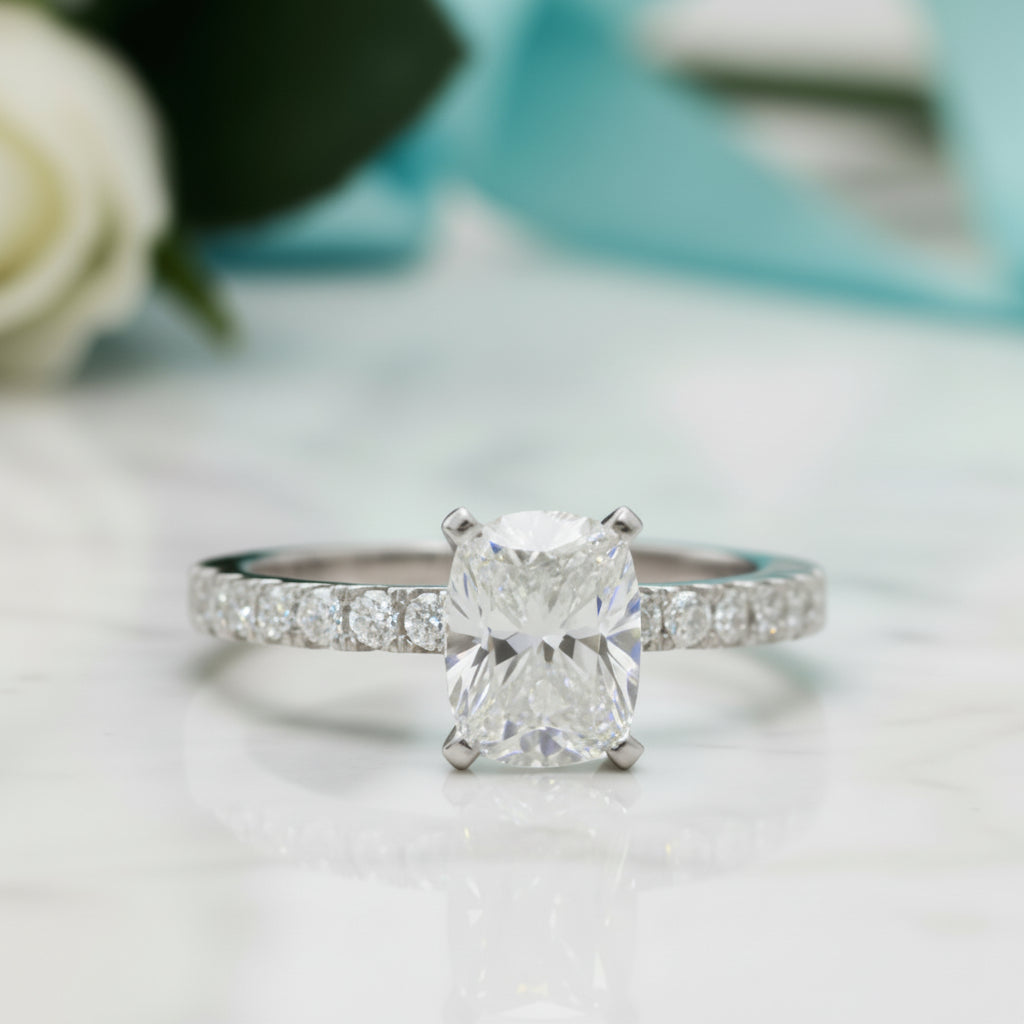 1ct Cushion Cut 14K Diamond Engagement Ring-Evani Jewelry