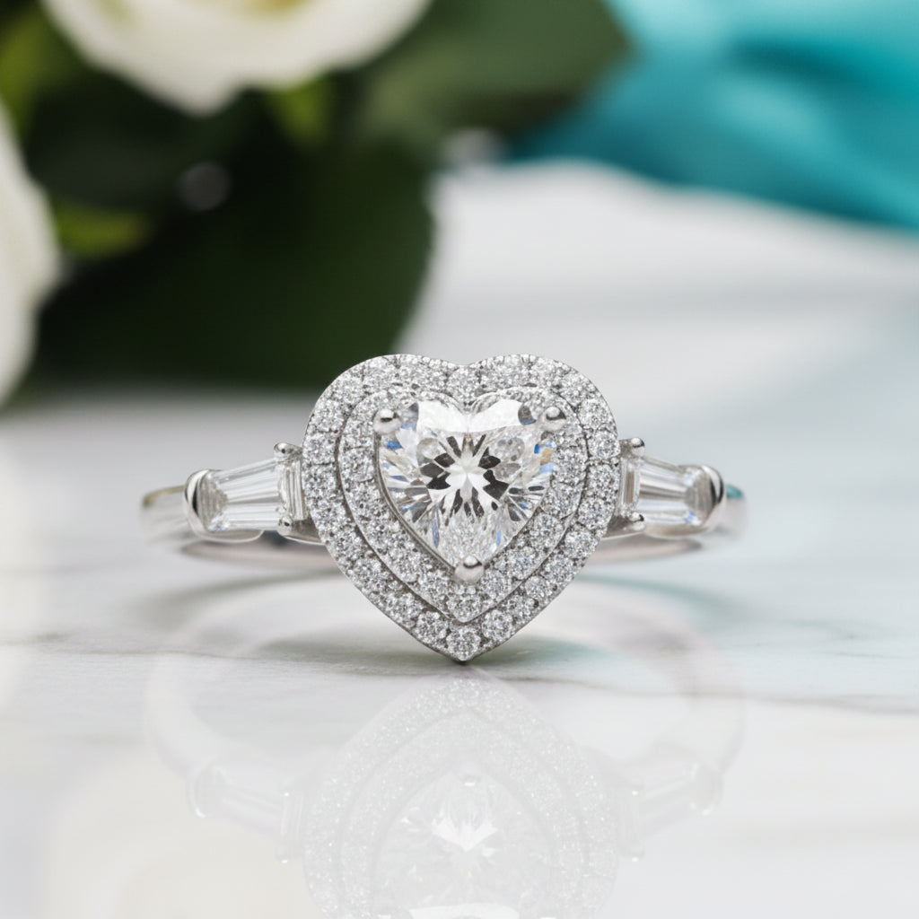 1ct Heart Cut Diamond Engagement Ring-Evani Jewelry