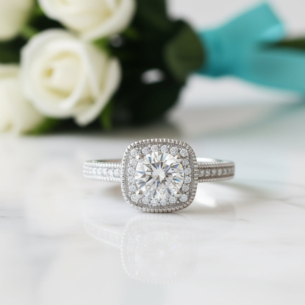 1ct Round Cut Diamond Solitaire Wedding Ring-Evani Jewelry