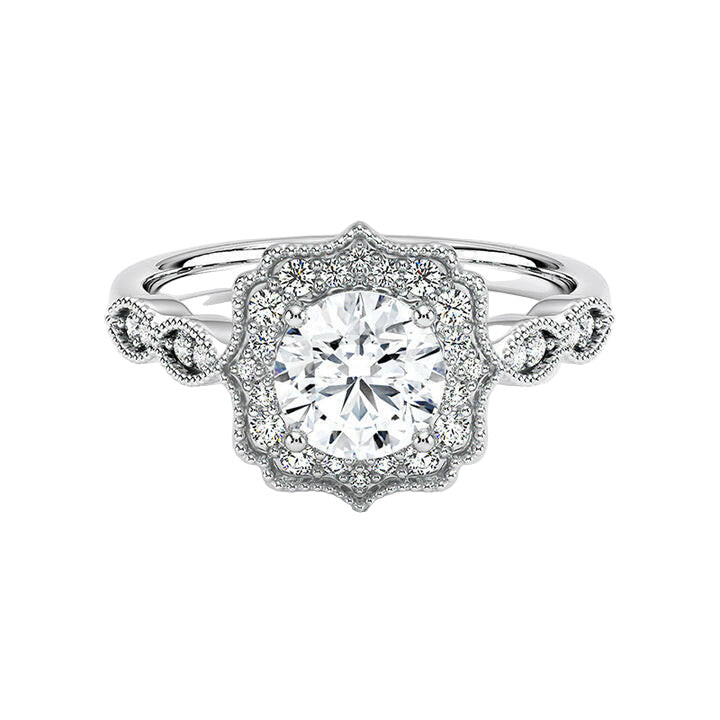 2 ct Vintage Halo Round Cut Diamond Engagement Ring-Evani Naomi Jewelry