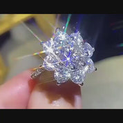 2.0 Ct Round Cut Diamond Sunflower Halo Engagement Ring