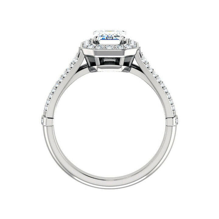 2.0 Ct Emerald-Cut Diamond Triple Pave Bezel Halo Engagement Ring-Evani Naomi Jewelry