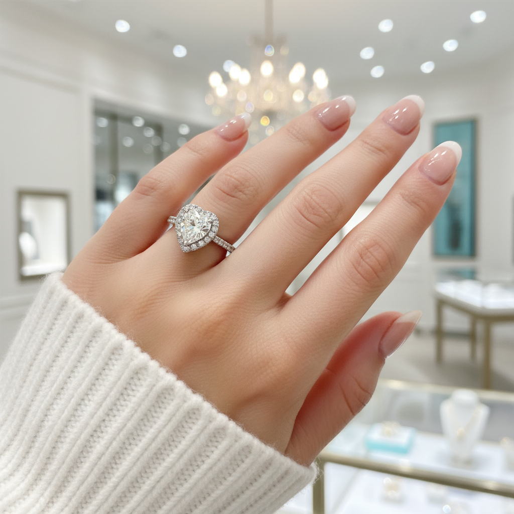 2.0 Ct Heart Cut Halo Engagement Ring-Evani Jewelry