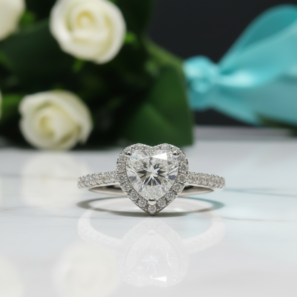 2.0 Ct Heart Cut Halo Engagement Ring-Evani Jewelry