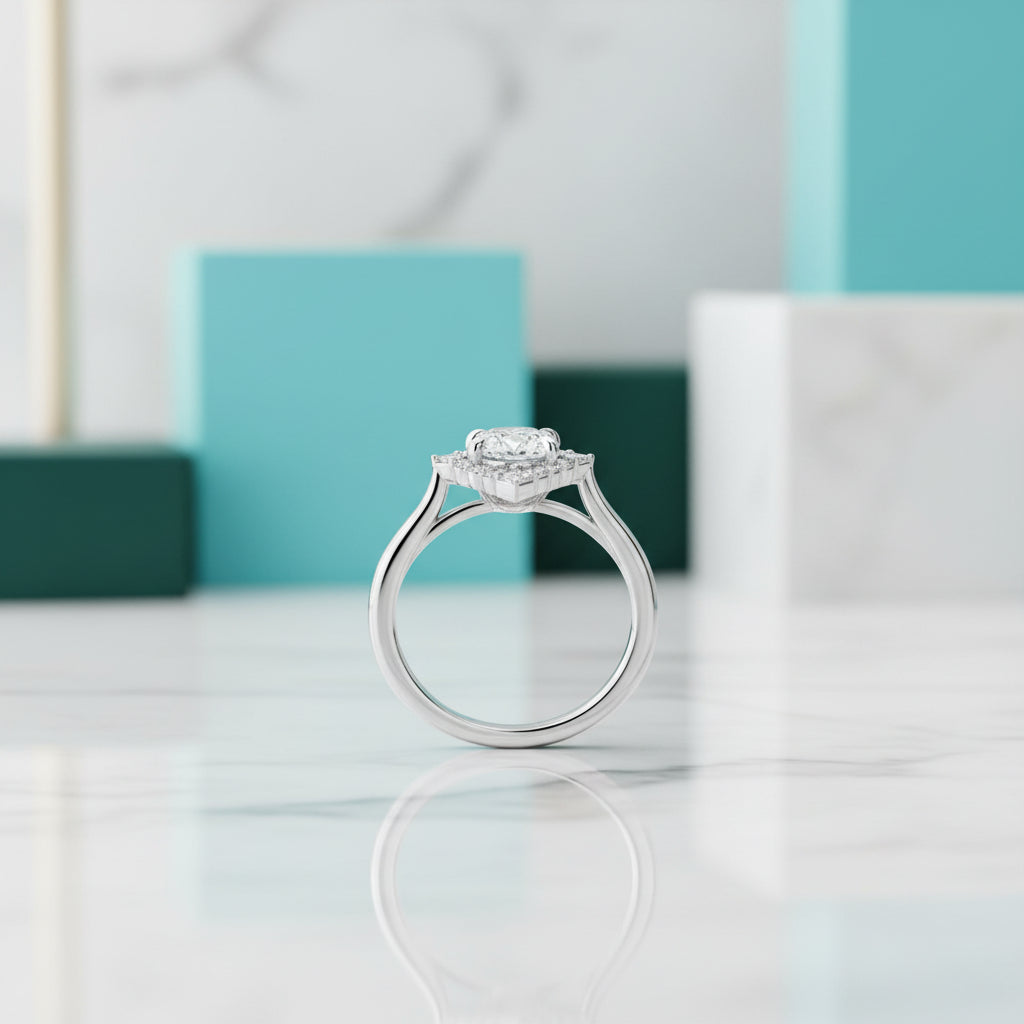 2.0 Ct Oval Cut Diamond With Princess Accents Engagement Ring-Evani Jewelry