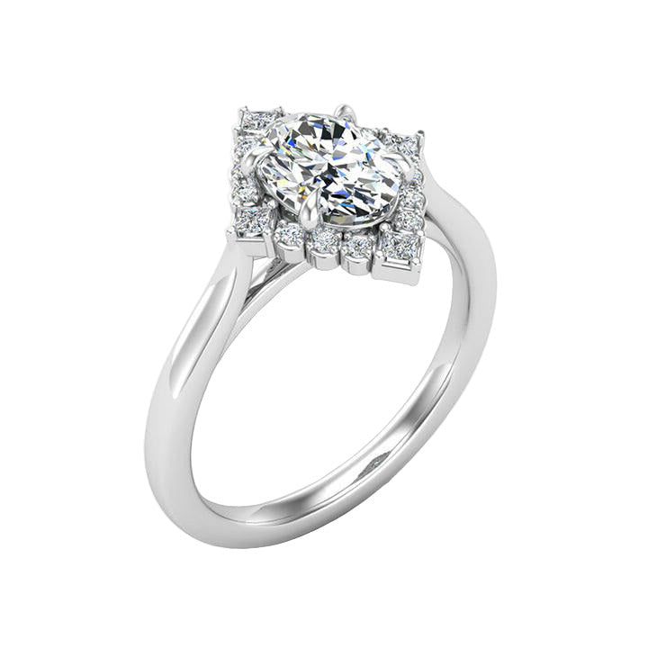 2.0 Ct Oval Cut Diamond With Princess Accents Engagement Ring-Evani Naomi Jewelry
