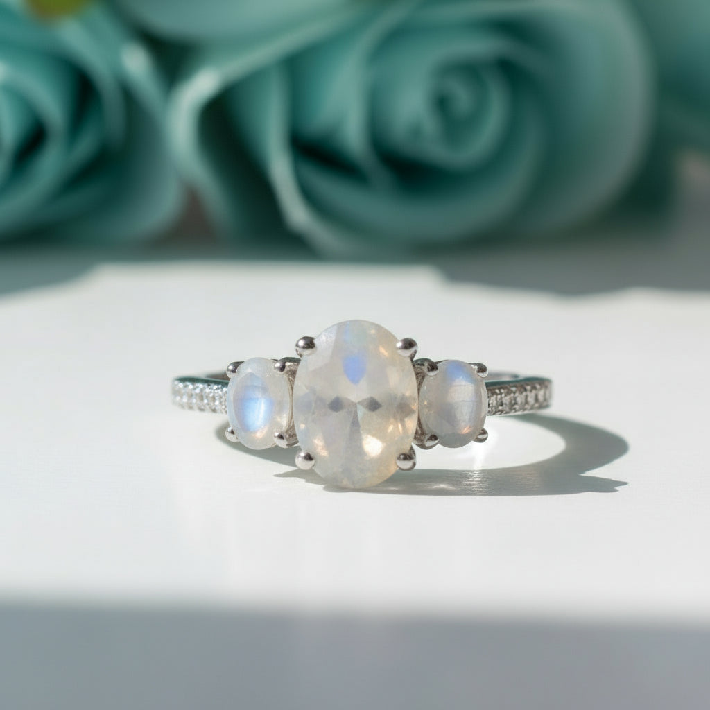 2.0 Ct Oval Cut Three Stone Diamond Engagement Ring-Evani Naomi Jewelry