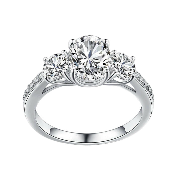 2.0 Ct Oval Cut Three Stone Diamond Engagement Ring-Evani Naomi Jewelry