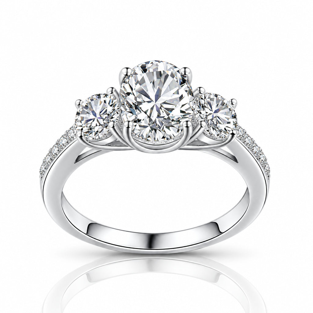 2.0 Ct Oval Cut Three Stone Diamond Engagement Ring-Evani Jewelry