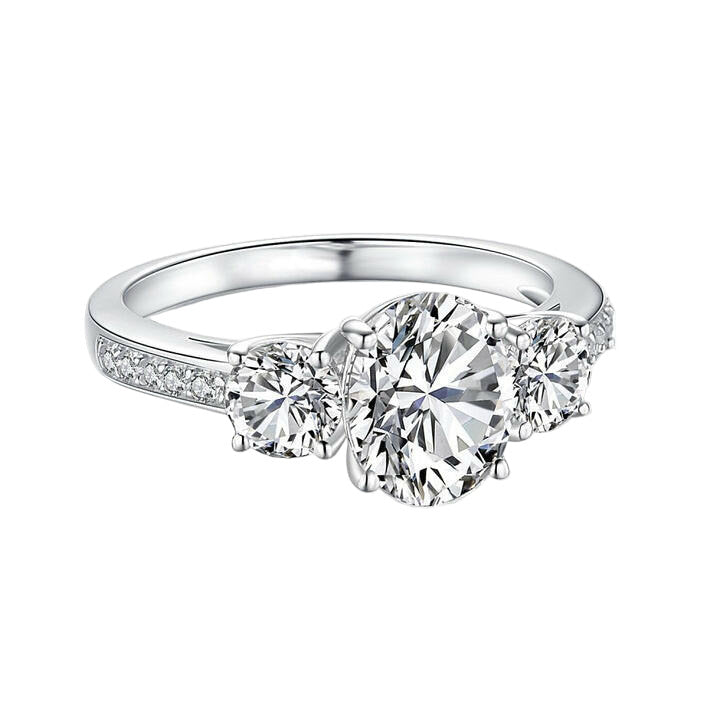 2.0 Ct Oval Cut Three Stone Diamond Engagement Ring-Evani Naomi Jewelry
