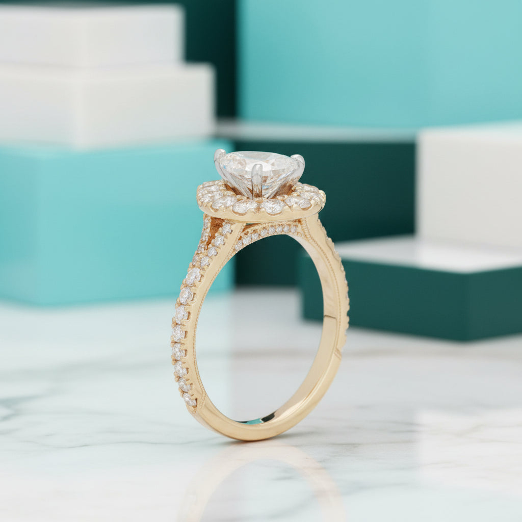 2.0 Ct Pear Cut Diamond 14k Yellow Gold Engagement Ring-Evani Jewelry