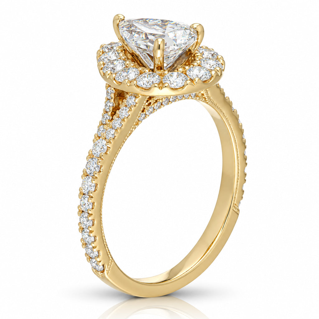 2.0 Ct Pear Cut Diamond 14k Yellow Gold Engagement Ring-Evani Jewelry