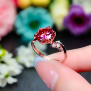 2.0 Ct Red Round Diamond Engagement Ring-Evani Naomi Jewelry