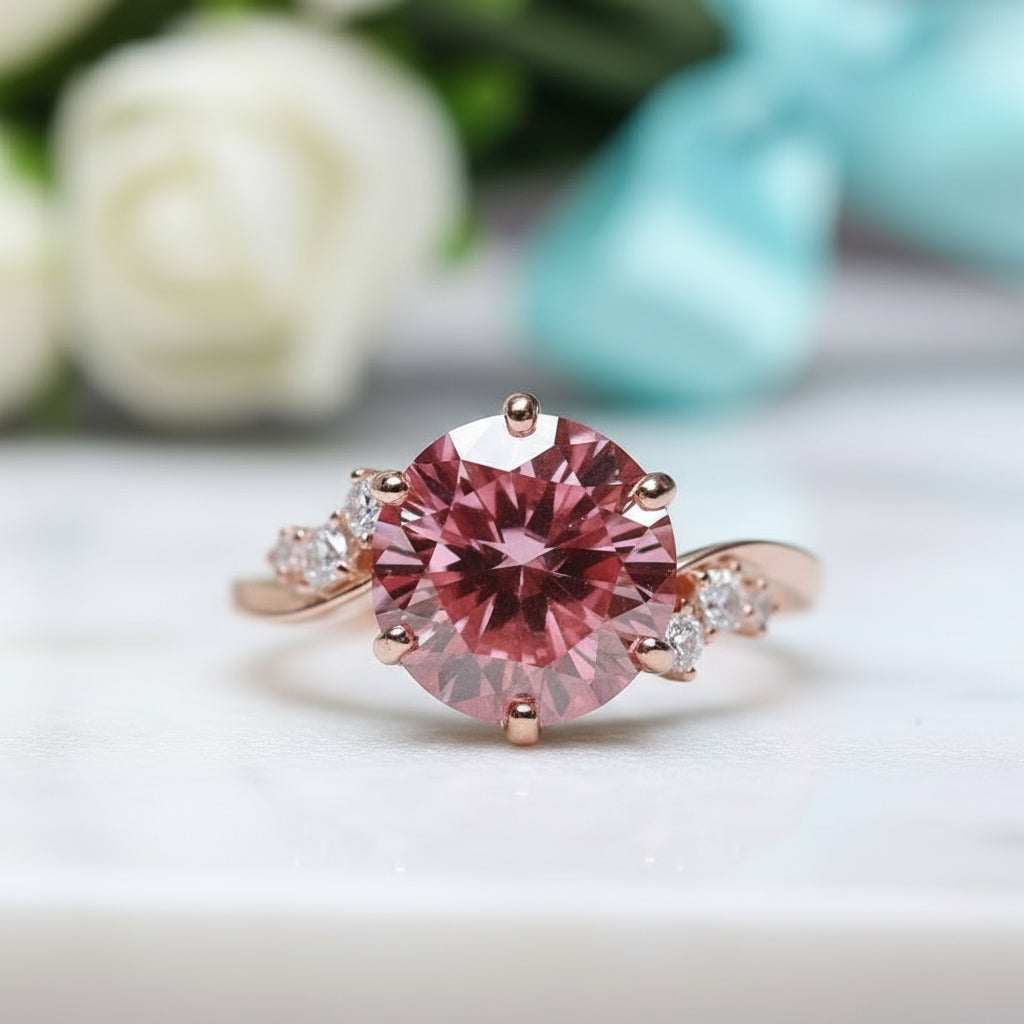 2.0 Ct Ruby Birthstone Round Cut Engagement Ring-Evani Jewelry